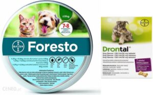 Bayer Foresto Obroża Dla Kotów I Psów Poniżej 8Kg + Drontal Dog Flavour 2Tabl