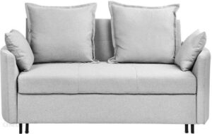 Beliani Sofa rozkładana dwuosobowa z funkcja spania poduszkami jasnoszara Hovin