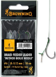 Browning 4 Braid Feeder Leader Method Boilie Needle Brązowy 7,3Kg 16Lbs 0,14Mm 10Cm 3Szt (4721014)