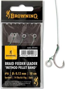 Browning #8 Braid Feeder Leader Method Pellet Band brazowy 6,4kg,14lbs 0,12mm 10cm 3szt (4722112)