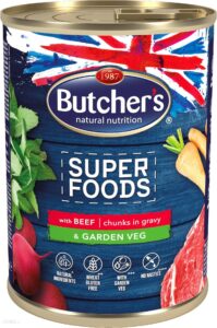 Butcher’s Super Foods Dog Garden Veg z wołowiną i warzywami kawałki w sosie 12x400g