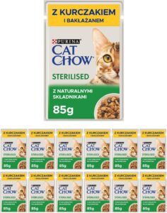 CAT CHOW STERILISED z kurczakiem i bakłażanem 12x85g