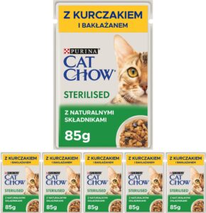 CAT CHOW STERILISED z kurczakiem i bakłażanem 6x85g