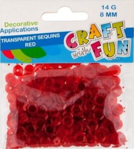 Craft With Fun Cf Cekiny Transparent Guzik 8Mm Czerwony 40/400