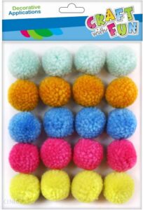 Craft With Fun Ozdoba Dekoracyjna Pompon Welna 3Cm/20Szt Mix 12/144