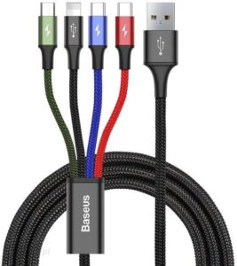Kabel USB Baseus Fast 4w1 2xUSB-C / Lightning / Micro 3,5A 1,2m (czarny)