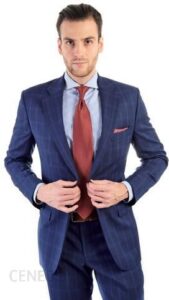M&M Suits Garnitur Męski W Niebieską Kratę Windowpane Brescia Granatowy