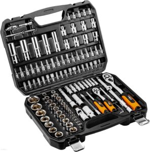 Neo Tools Walizkowy zestaw kluczy nasadowych 1/2″ 1/4″ 111 elementów 08-910 NEO