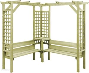 vidaXL Pergola Narożna Z Ławką Impregnowane Drewno Sosnowe Fsc