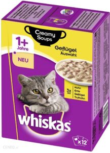Whiskas 1+ Creamy Soup G Wybór Drobiowy (Kurczak Kaczka Drób Indyk) 48x85g